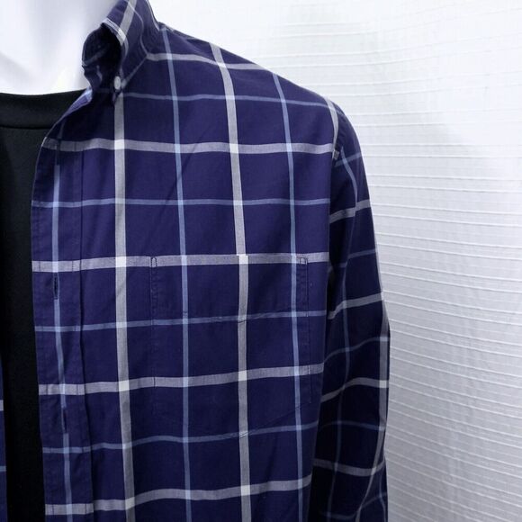 Thomas Mason For J.Crew Blue Plaid Casual Dress Shirt Slim Fit Men's L - Picture 4 of 13